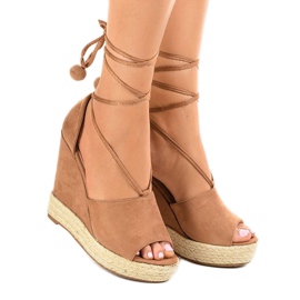 Sandales compensées espadrilles beiges FK-228 1