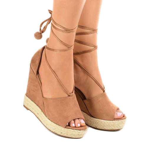 Sandales compensées espadrilles beiges FK-228 1