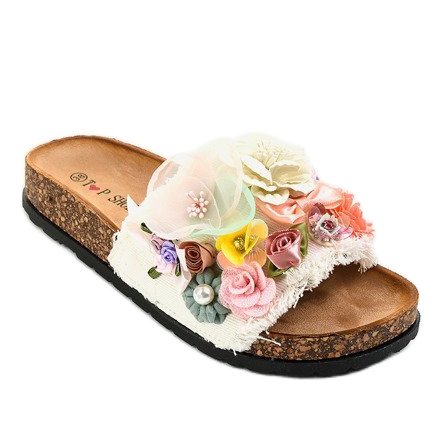 Chaussons blancs à fleurs W-15 1