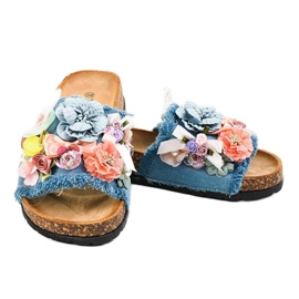 Chaussons bleus à fleurs W-15 multicolore 3