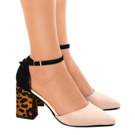 Escarpins en daim beige FR276 brun le noir 2