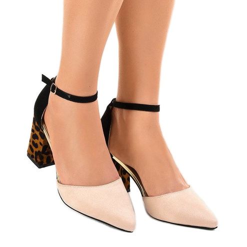 Escarpins en daim beige FR276 brun noir 1