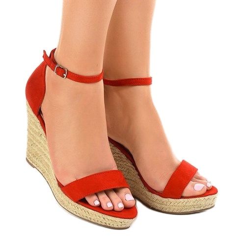 Espadrilles sandales compensées rouges BD342 1