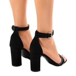 Sandales noires sur poteau à sequins A8020 le noir 3