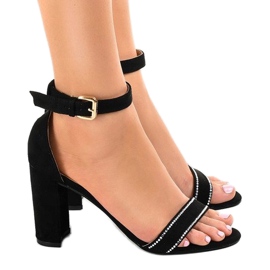 Sandales noires sur poteau à sequins A8020 le noir 2