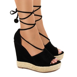 Espadrilles compensées noires F35-18 le noir 2