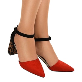 Sandales rouges sur poteau MM-621 daim 1