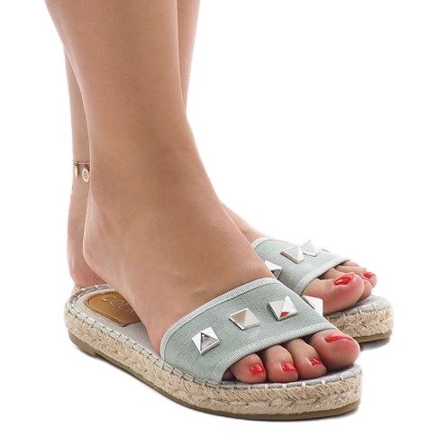 Chaussons en jean vert avec clous 7087 multicolore 1