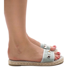 Chaussons en jean vert avec clous 7087 multicolore 2