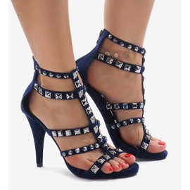 Sandales bleues sur un talon en daim GH083-6 bleu marin 3
