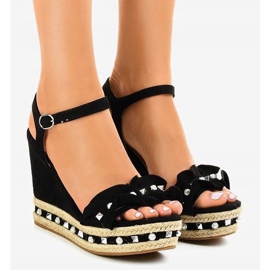 Sandales compensées noires perles 2445 le noir 1