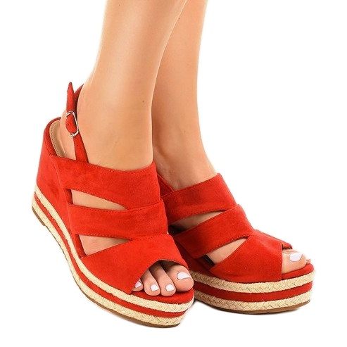 Espadrilles rouges, sandales compensées FG6 1