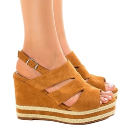 Espadrilles marron sur un compensé FG6 brun 2