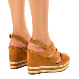 Espadrilles marron sur un compensé FG6 brun 3