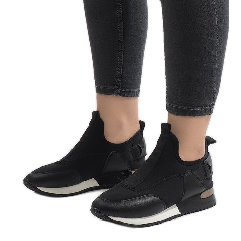 Baskets noires en Lycra R-403 blanc 1