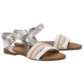 SHELOVET Sandales À Paillettes blanc 1