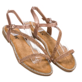 SHELOVET Sandales classiques avec zircone cubique jaune 2