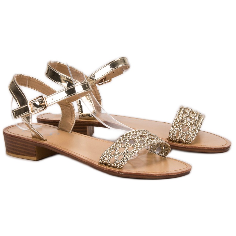 SHELOVET Sandales à talons hauts tressés jaune 1