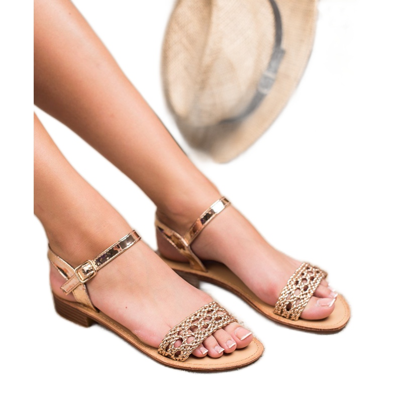 SHELOVET Sandales à talons hauts tressés jaune 2