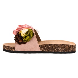 SHELOVET Pantoufles De Poudre Avec Des Fleurs rose 1
