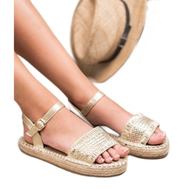 Small Swan Sandales Espadrilles Dorées d'or 2