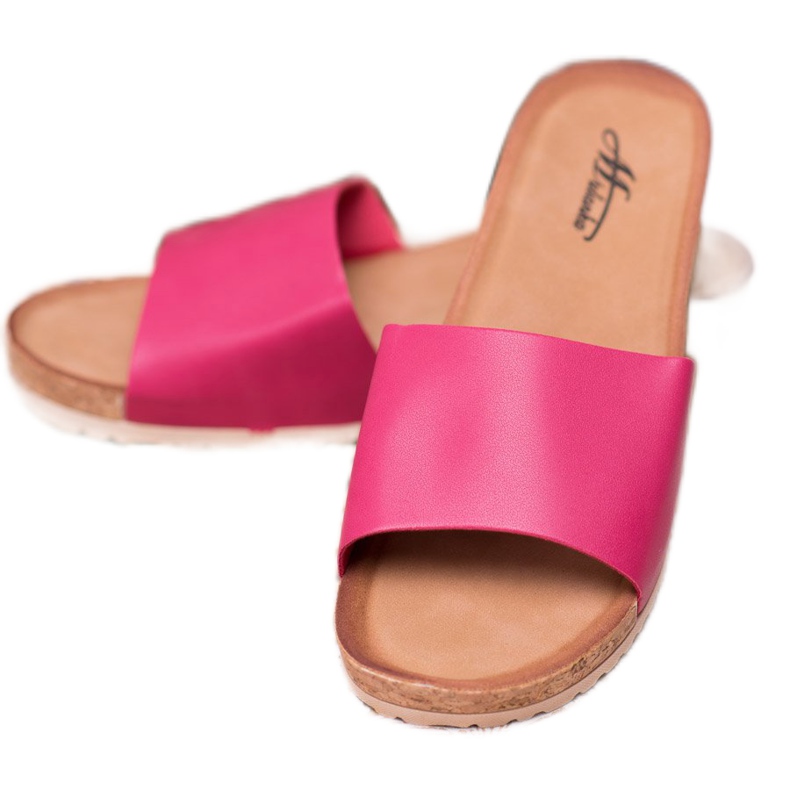 SHELOVET Pantoufles sur un coin en liège rose 1