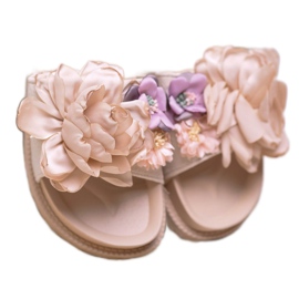 Queen Vivi Pantoufles En Daim Avec Fleurs brun 3
