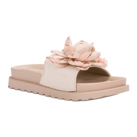 Queen Vivi Pantoufles En Daim Avec Fleurs brun 1