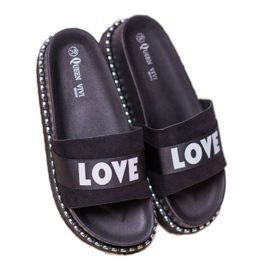 Queen Vivi pantoufles en daim d'amour le noir 5