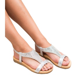 Top Shoes Sandales argentées élégantes gris 1 Top Shoes Sandales argentées élégantes gris 1