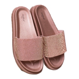 SHELOVET Pantoufles Avec Cristaux rose 1