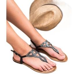 Queen Vivi Sandales plates femme le noir 1