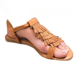 Mannika Sandales camel à franges brun 2