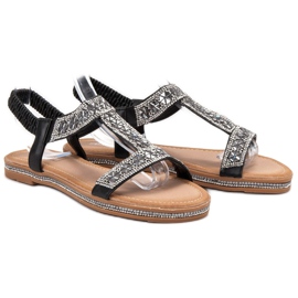 Bello Star Sandales noires décorées le noir 1