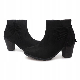Bottines En Daim Sur Une Barre Franges 1631-1 Noir le noir 2