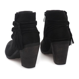 Bottines En Daim Sur Une Barre Franges 1631-1 Noir 1