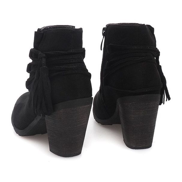Bottines En Daim Sur Une Barre Franges 1631-1 Noir 1