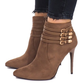 Bottines À Talons Hauts En Daim YS20-1 Kaki 2