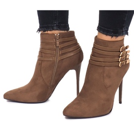 Bottines À Talons Hauts En Daim YS20-1 Kaki 3