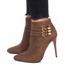 Bottines À Talons Hauts En Daim YS20-1 Kaki 4