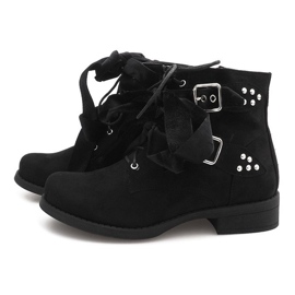 Bottines En Daim Avec Nœuds QQ660 Noir le noir 3