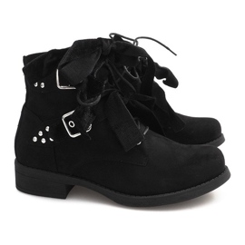 Bottines En Daim Avec Nœuds QQ660 Noir le noir 4
