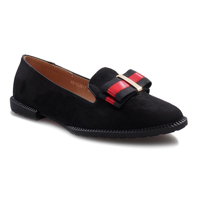Chaussures à enfiler noires avec un nœud Rossa le noir 1 Chaussures à enfiler noires avec un nœud Rossa le noir 1