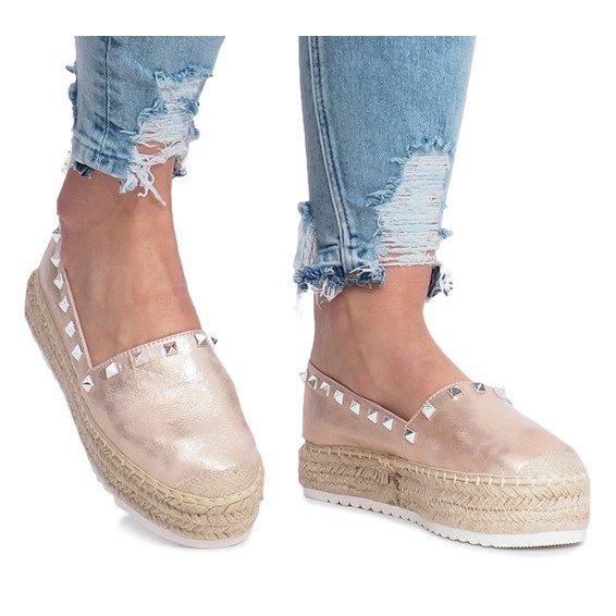 Espadrilles champagne sur le compensé Glam multicolore rose 1