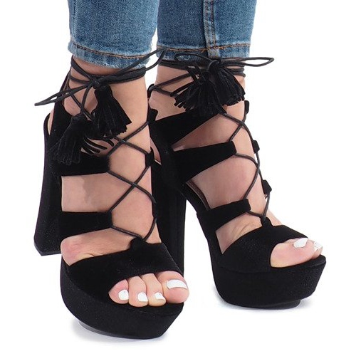 Sandales noires sur tige en velours One Love 1