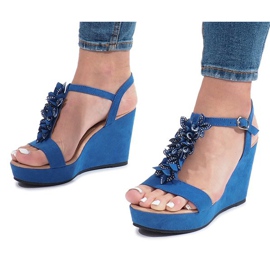 Sandales compensées Liris bleues 3