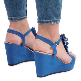 Sandales compensées Liris bleues 2