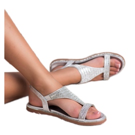 Super Mode Sandales argentées élégantes gris 1
