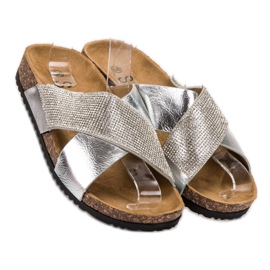 SHELOVET Pantoufles classiques en argent gris 1