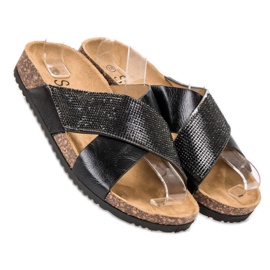 SHELOVET Pantoufles noires classiques 1